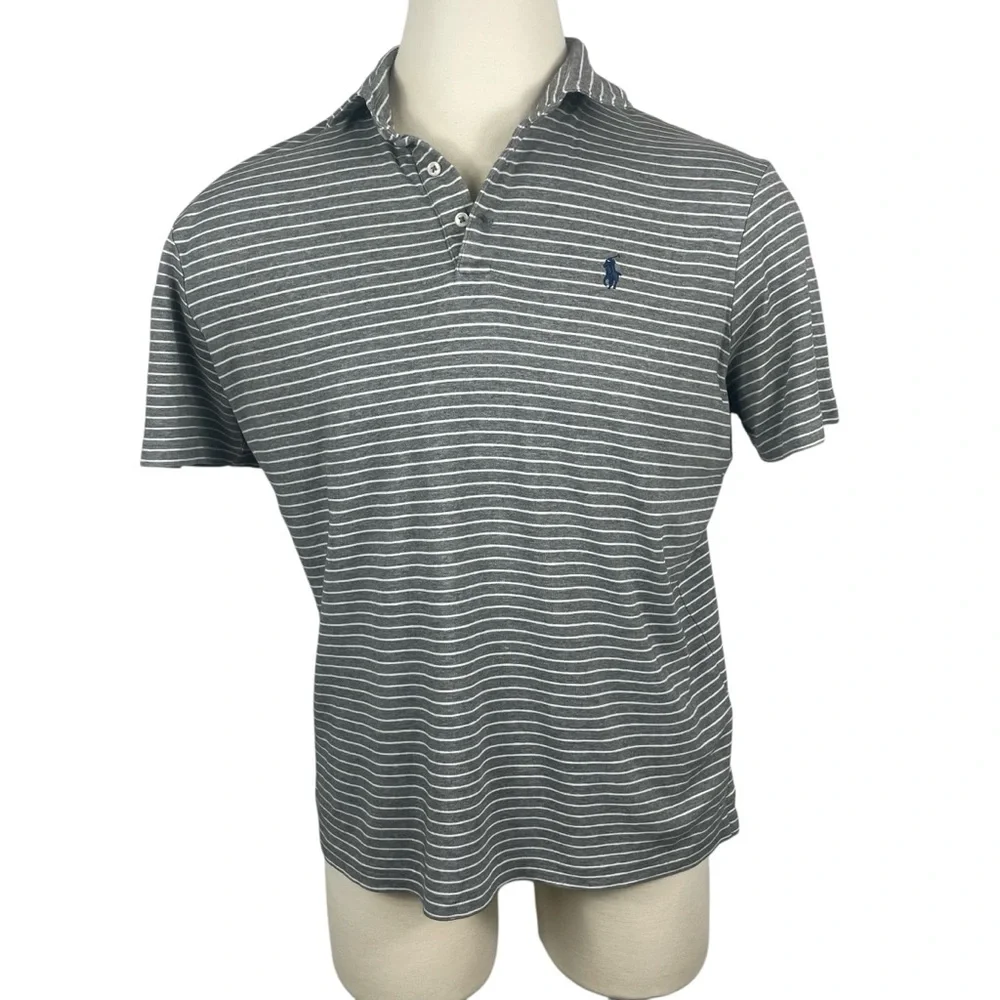 Men's Polo Ralph Lauren Classic‎ Fit Grey Heather Stripes Soft Feel Cotton 0274